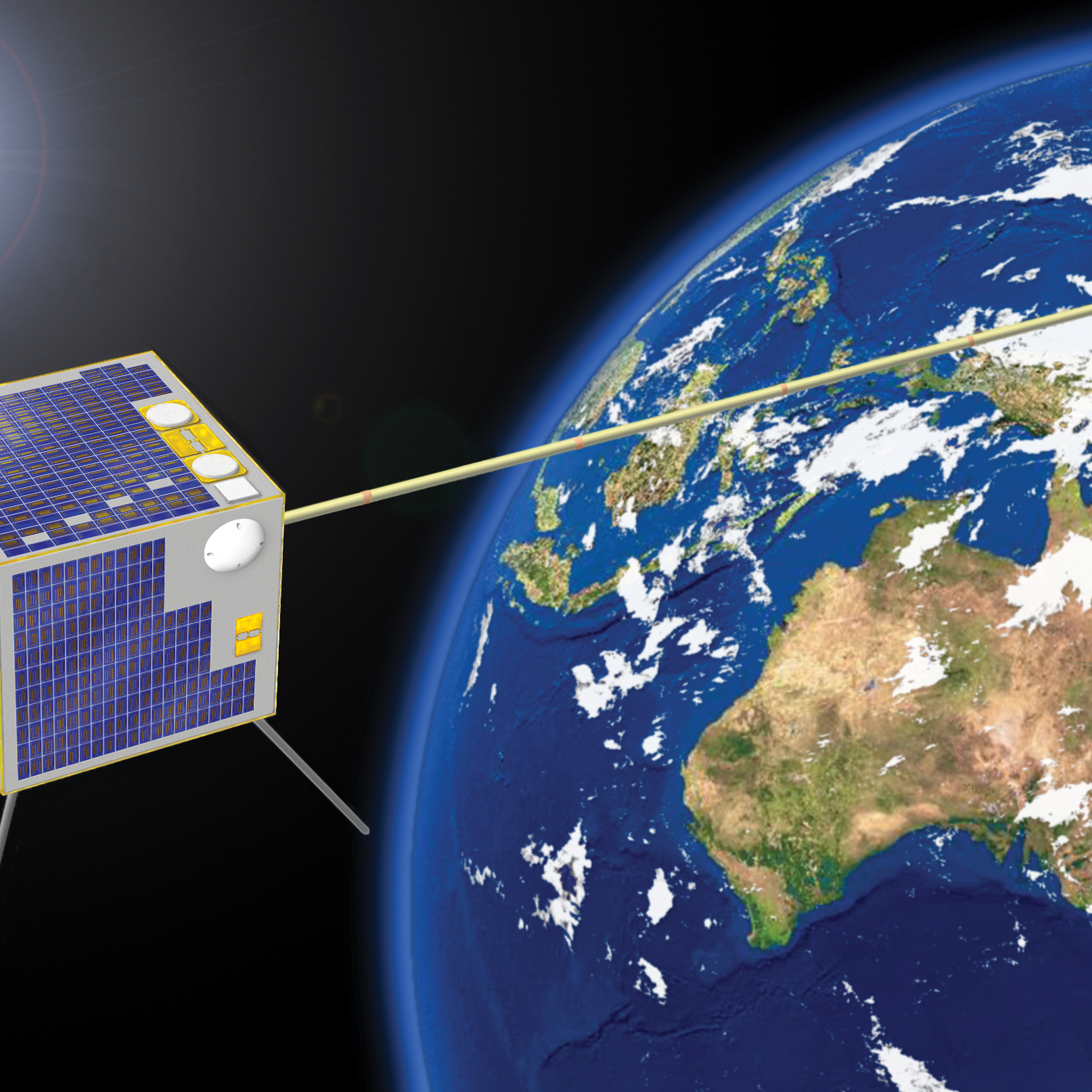 An illustration of a space object in orbit