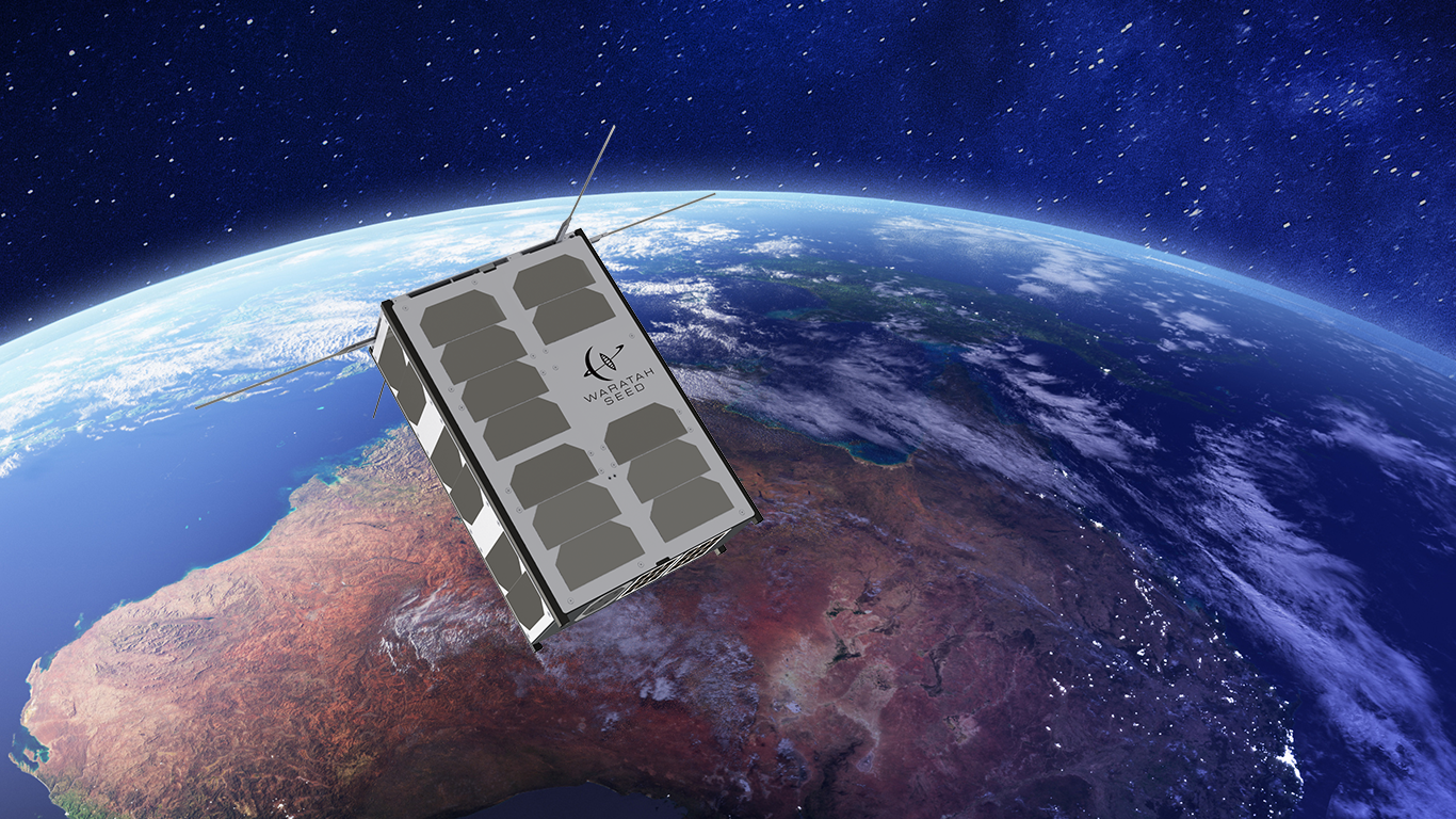 An illustration of a space object in orbit