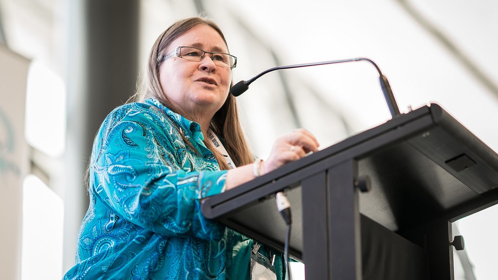 Space historian Kerrie Dougherty OAM speaking at a session at IAC 2017 in Adelaide, Australia.  
