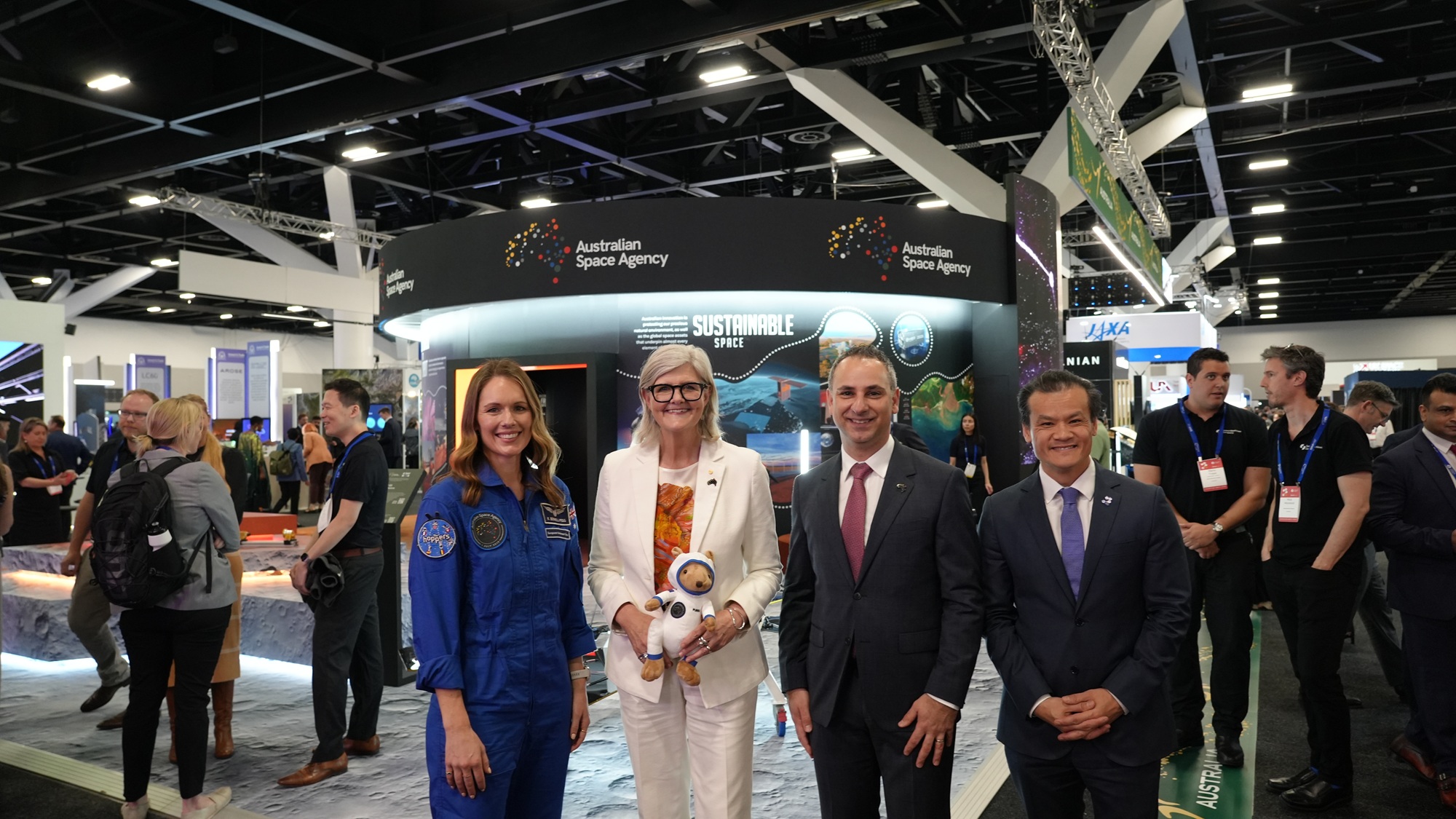 The Governor-General of the Commonwealth of Australia is Her Excellency the Honourable Ms Sam Mostyn AC along with Head of the Australian Space Agency Enrico Palermo and Australian astronaut Katherine Bennell-Pegg