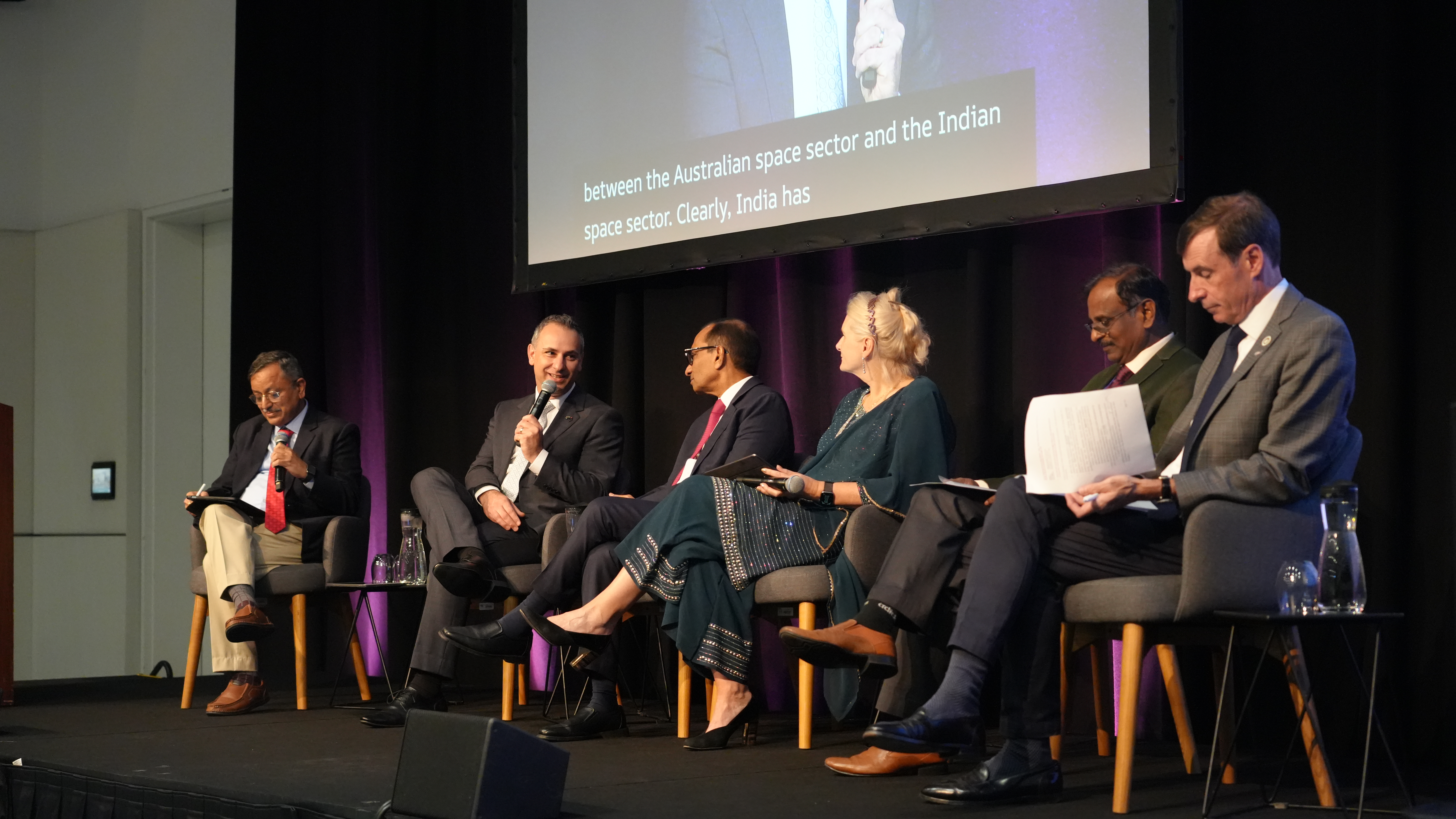 Head of the Australian Space Agency Enrico Palermo along with panel members..
