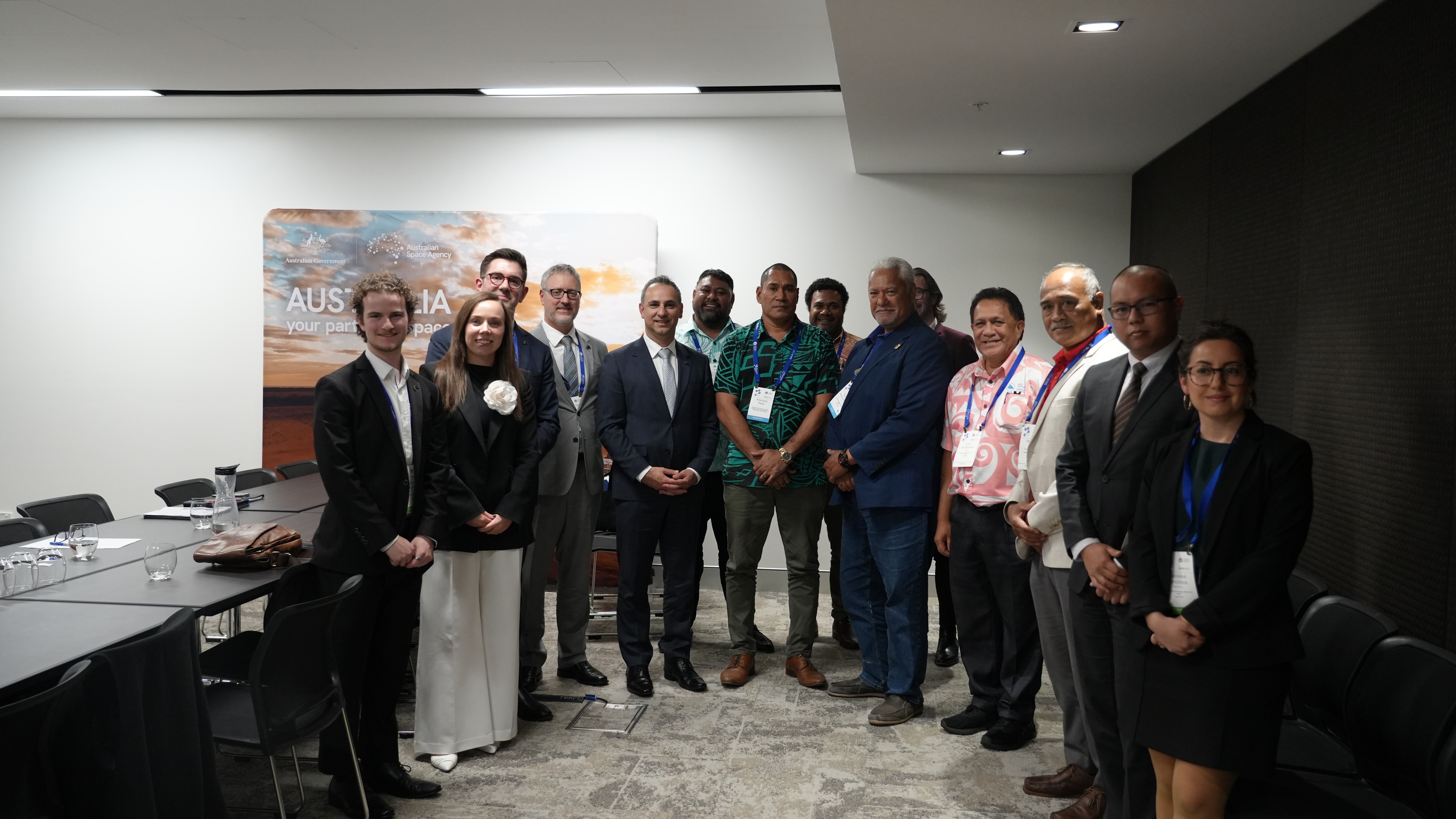 Head of the Australian Space Agency Enrico Palermo along with members from a Pacific region delegation.