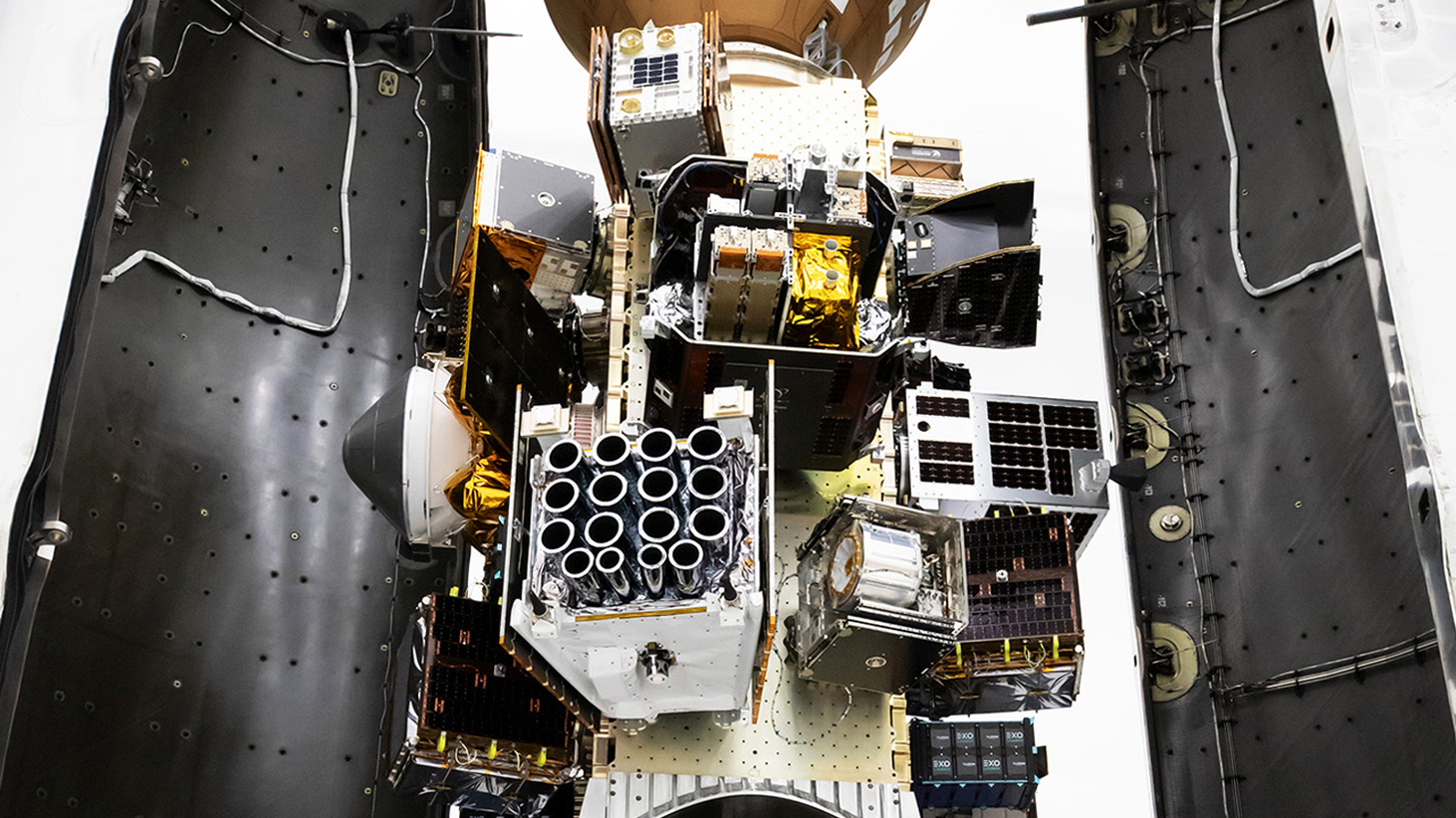 A peek inside Transporter-14 ahead of launch. Image credit: SpaceX