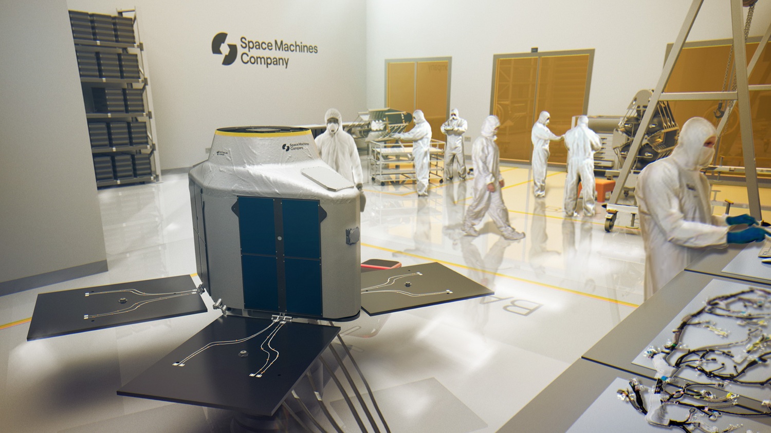 An illustration of a group of people in a lab