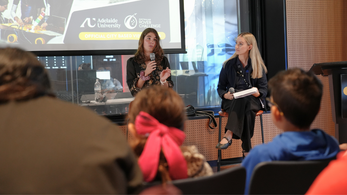 A panellist speaking at an Australian Space Discovery Centre event