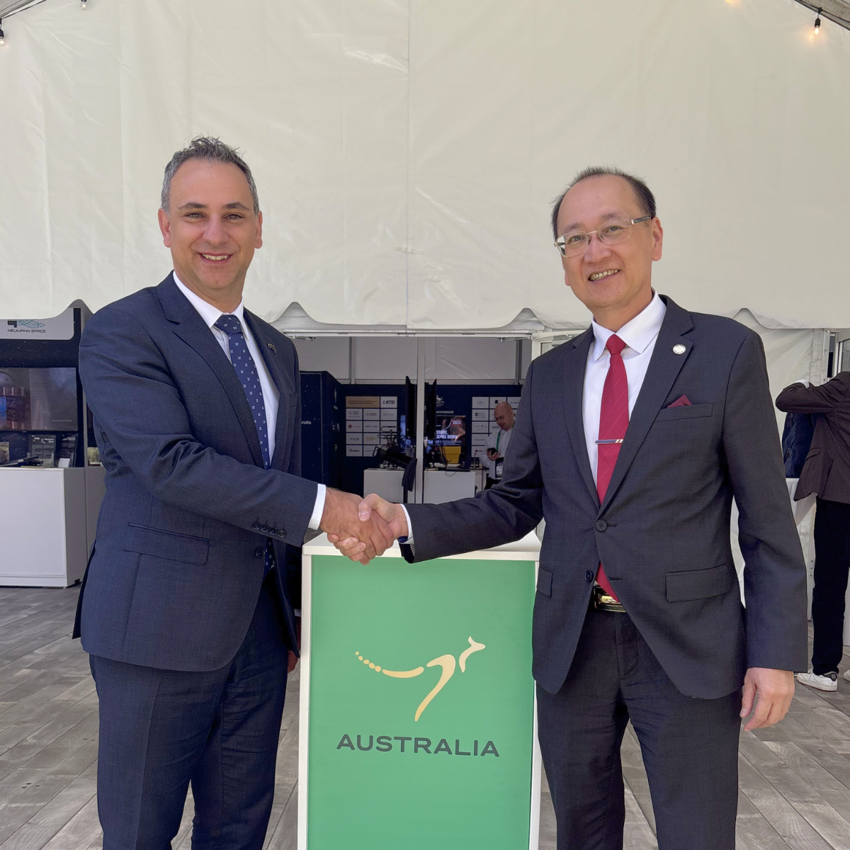 Head of the Australian Space Agency Enrico Palermo with the Federal Aviation Administration (FAA) Deputy Associate Administrator Minh A. Nguyen