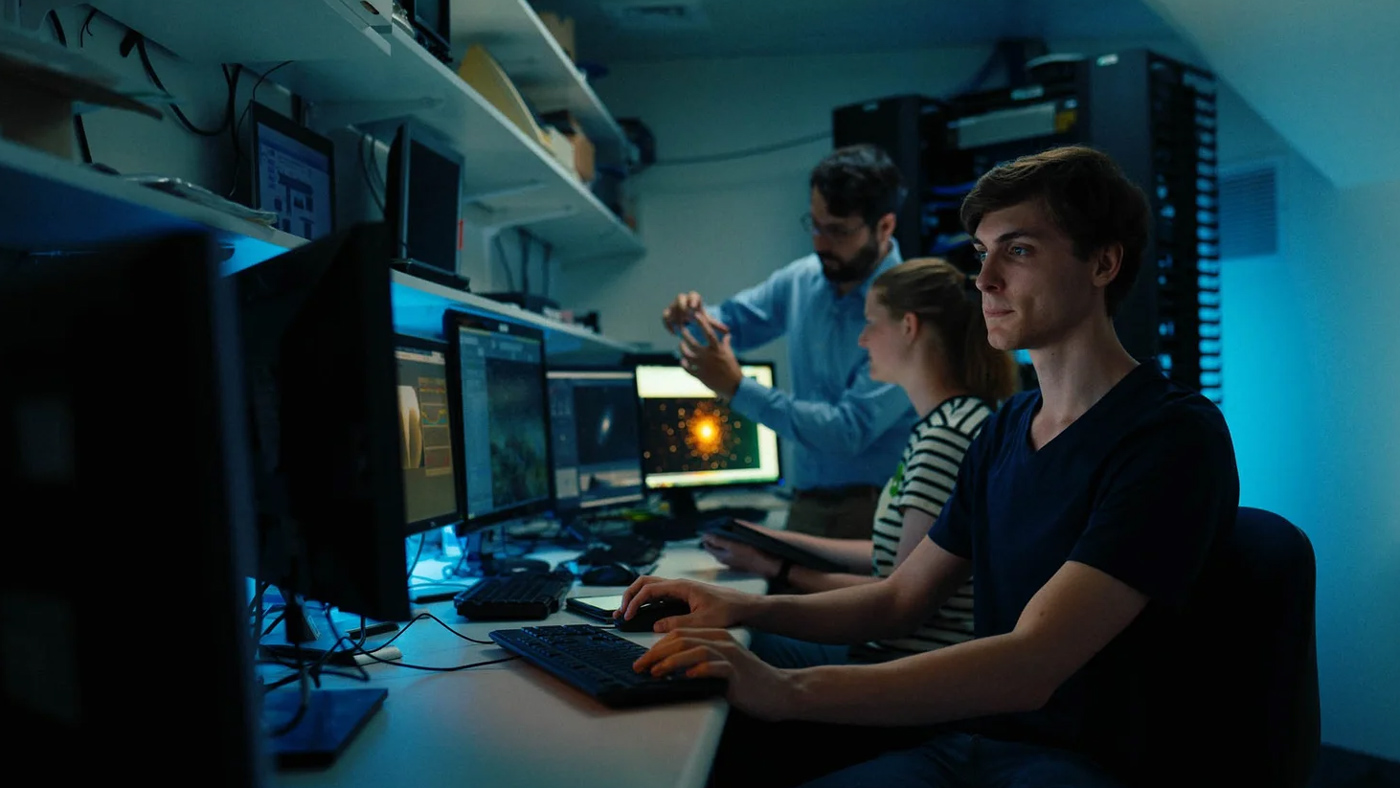 Working at Greenhill Observatory (credit UTAS)