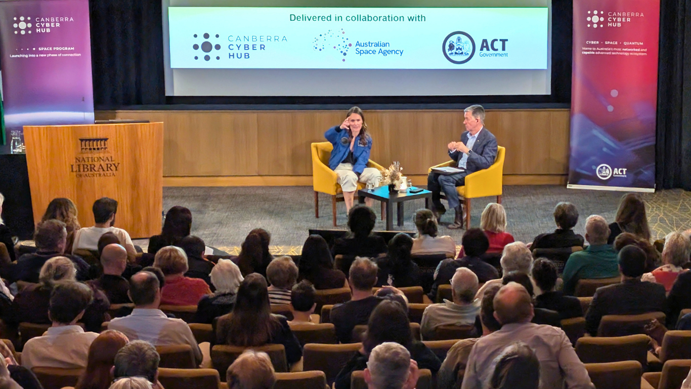 Exploring space event with Katherine Bennell-Pegg and Neil Hart at National Library of Australia.