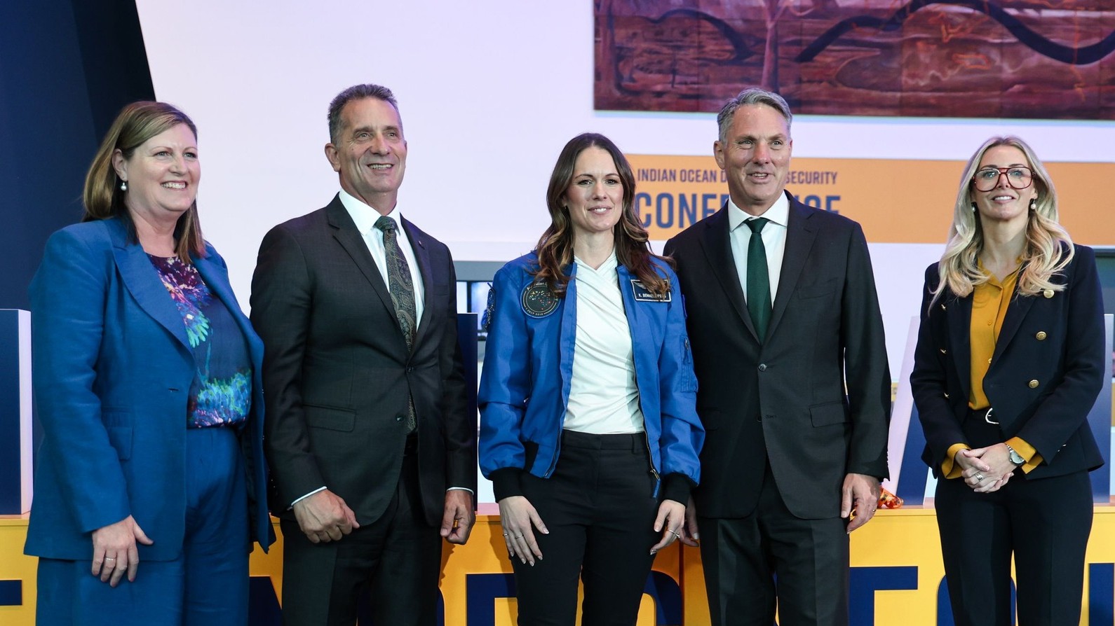 Australian astronaut Katherine Bennell-Pegg along with Deputy Prime Minister Richard Marles