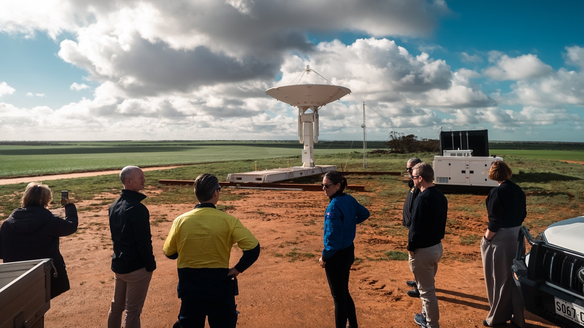 Australian astronaut Katherine Bennell-Pegg along representatives from Southern Launch and the South Australian Space Industry Centre.  This photo was taken at Southern Launch's operated Koonibba facility in regional South Australia.    Credit: Jaimie Wearne