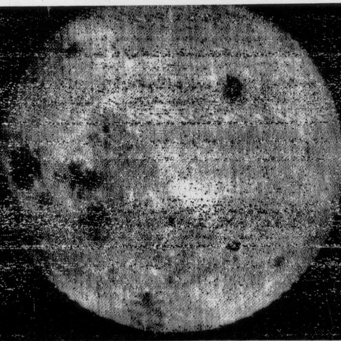The first image of the lunar farside photographed by the former-USSR’s Luna-3 in 1959. Credit: NASA
