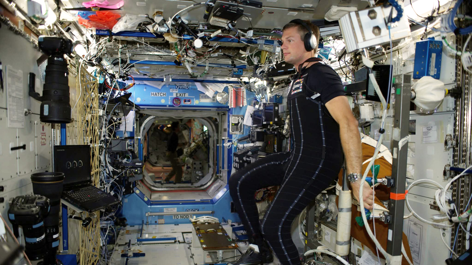 ESA Astronaut Andreas Mogensen wearing a Human Aerospace skinsuit on the ISS (Human Aerospace)