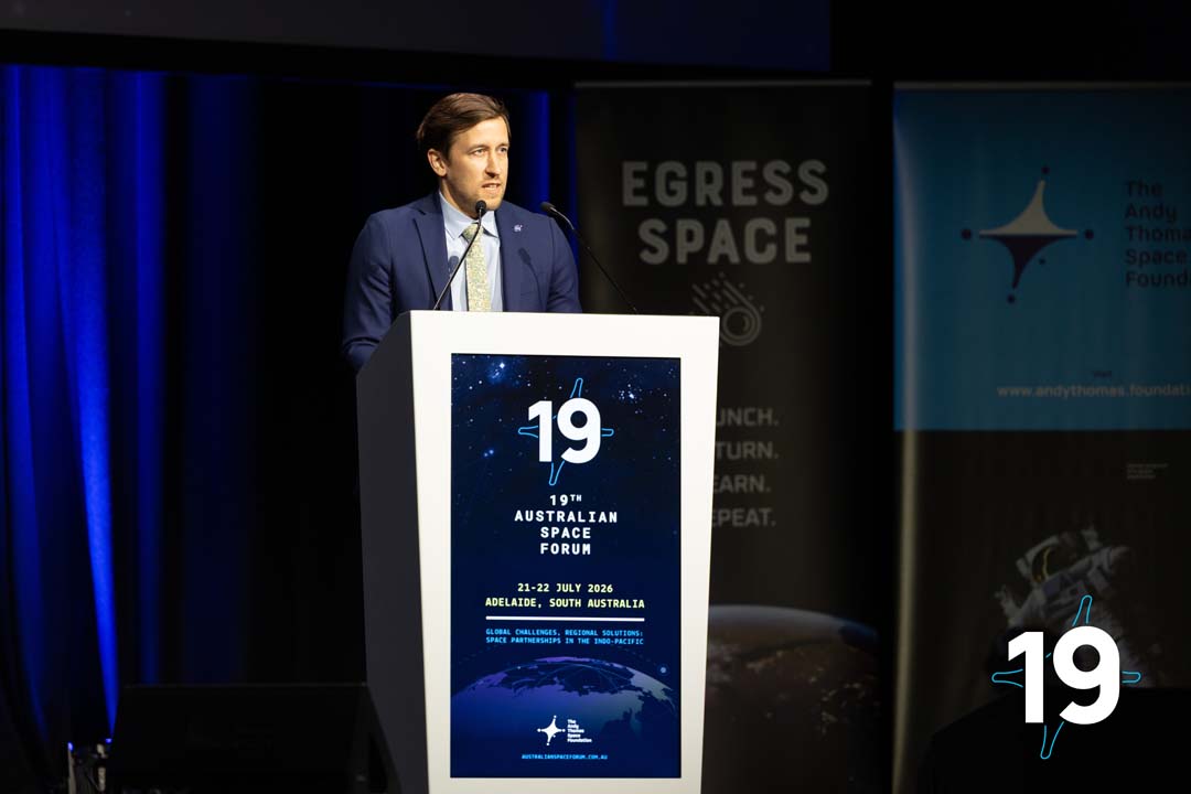 Dr Ben Ashman, NASA's SCaN deputy program manager speaking at the 19th Australian Space Forum