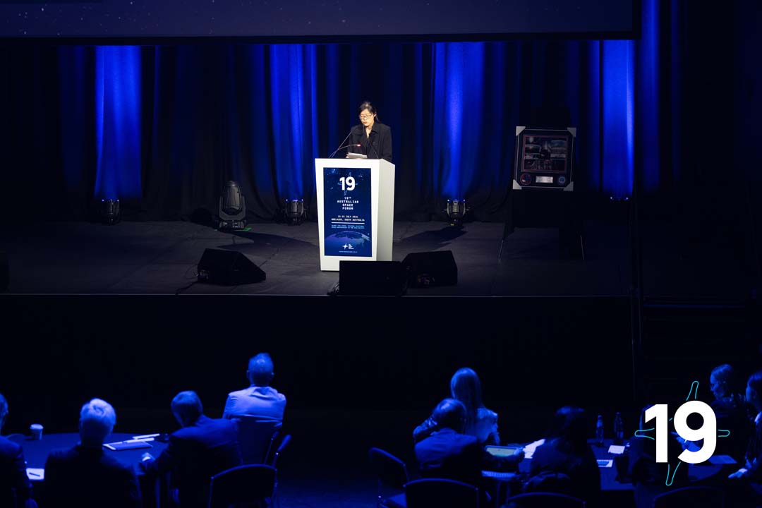 Ms Ngiam Le Na CEO of the National Space Agency of Singapore speaking at 19th Australian Space Forum