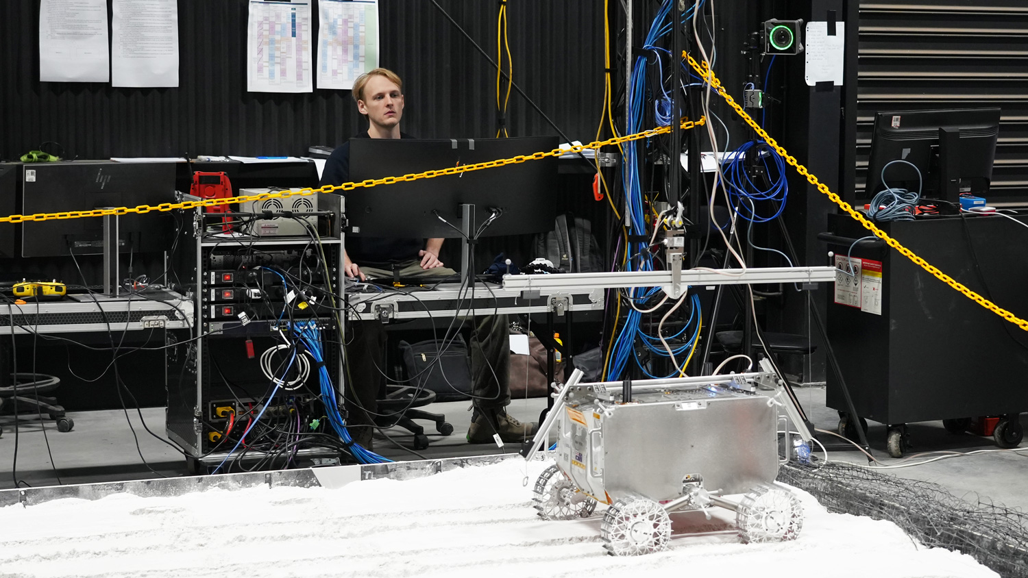 Adelaide University research associate Will Foster-Hall running tests.