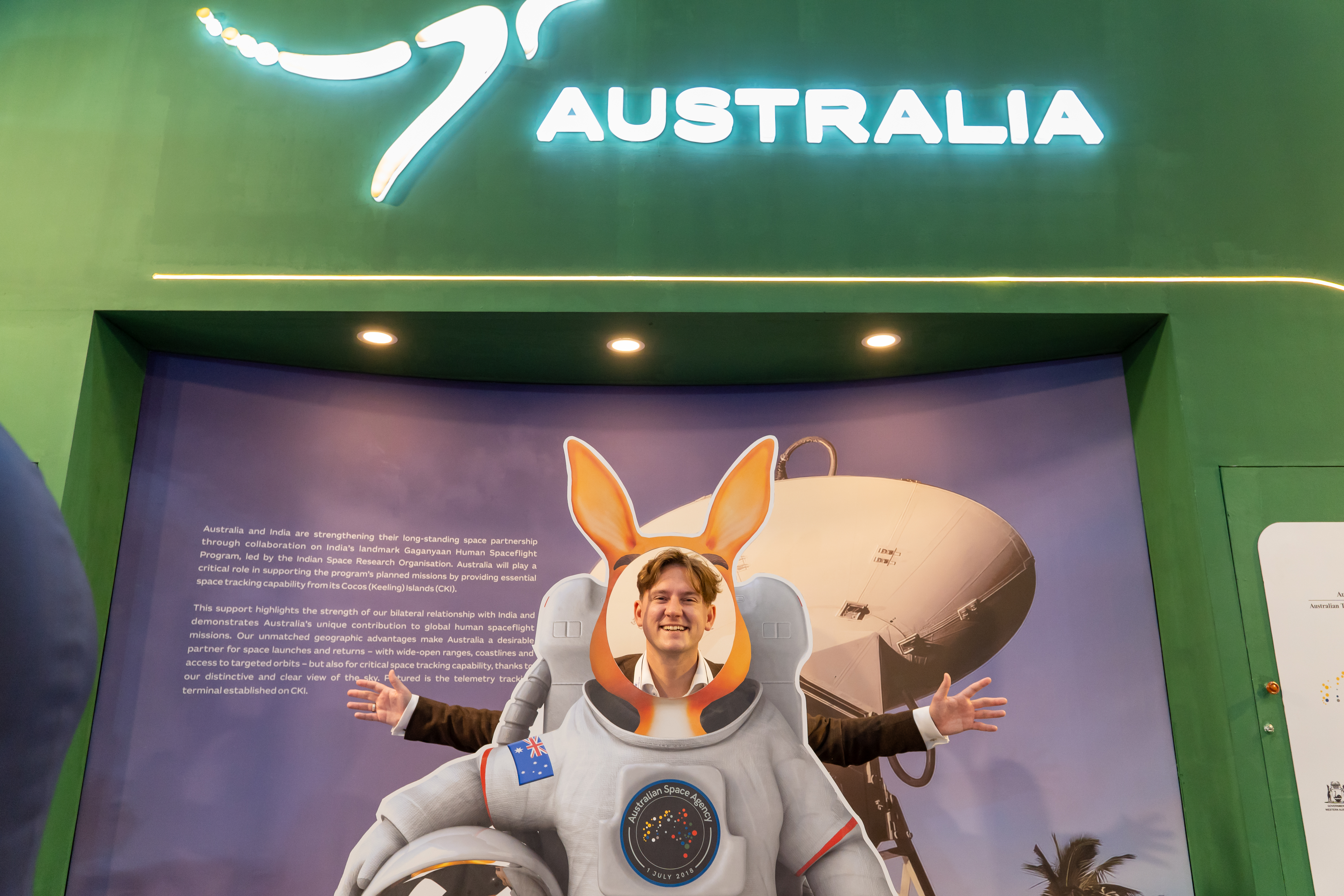 Space enthusiast at the Team Australia stand at BSX 2026