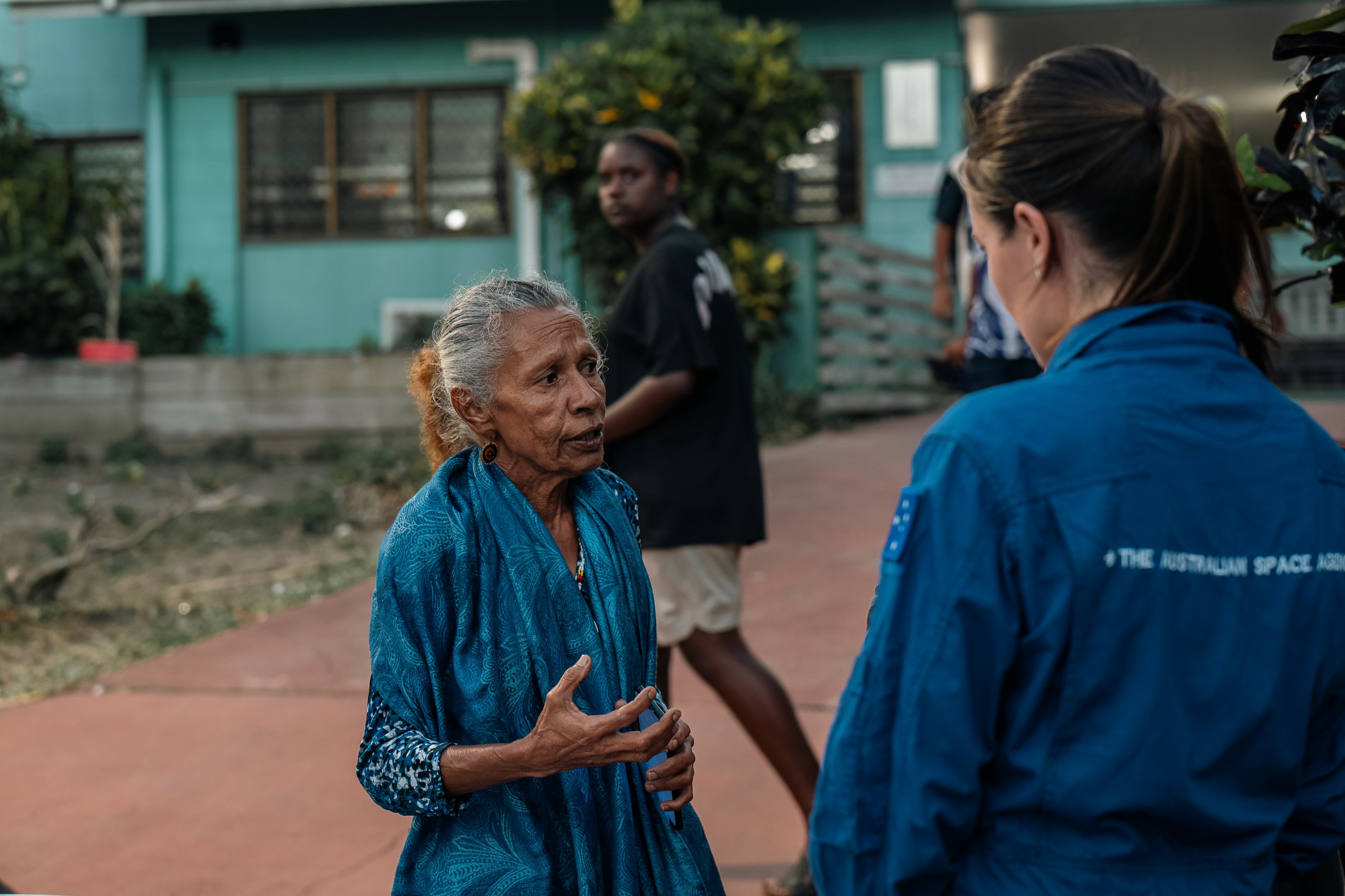 An Elder from the Torres Strait islands speaking with Katherine