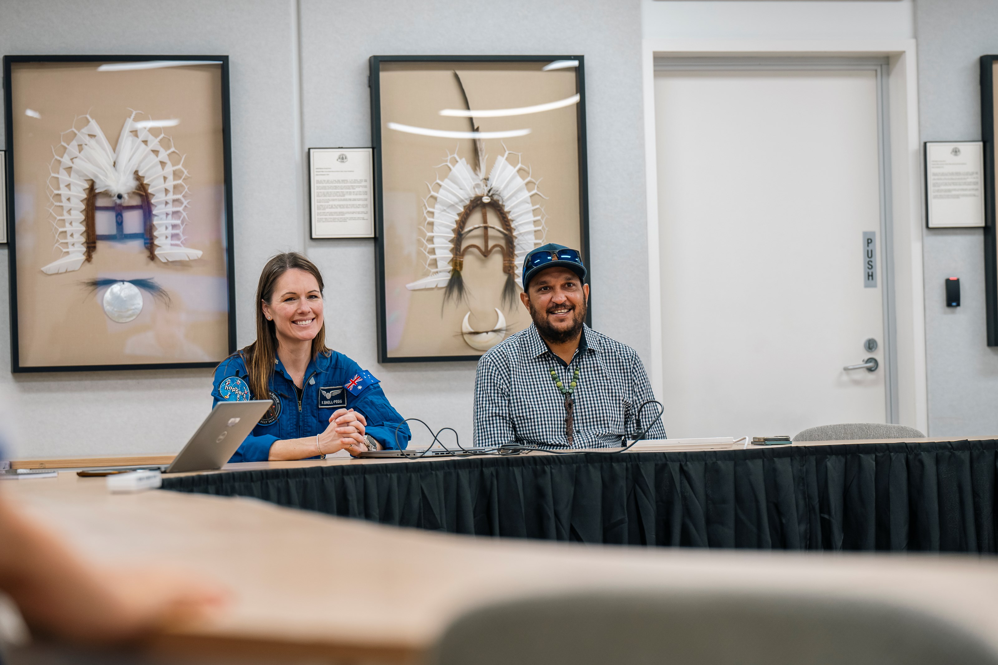 Aussie astronaut Katherine Bennell-Pegg at community event in the Torres Strait