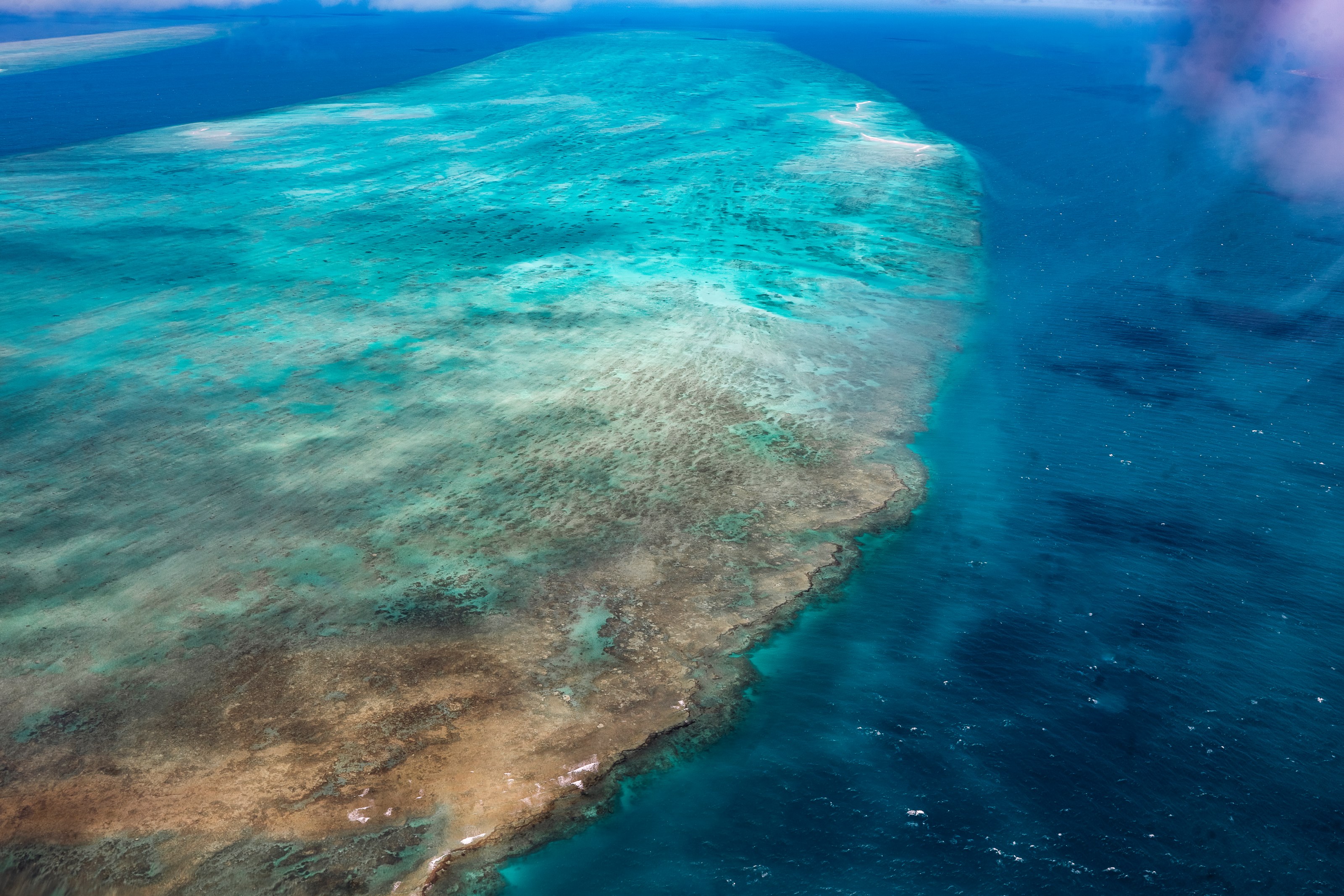 An aerial view of the waterway between The Torres Strait Islands