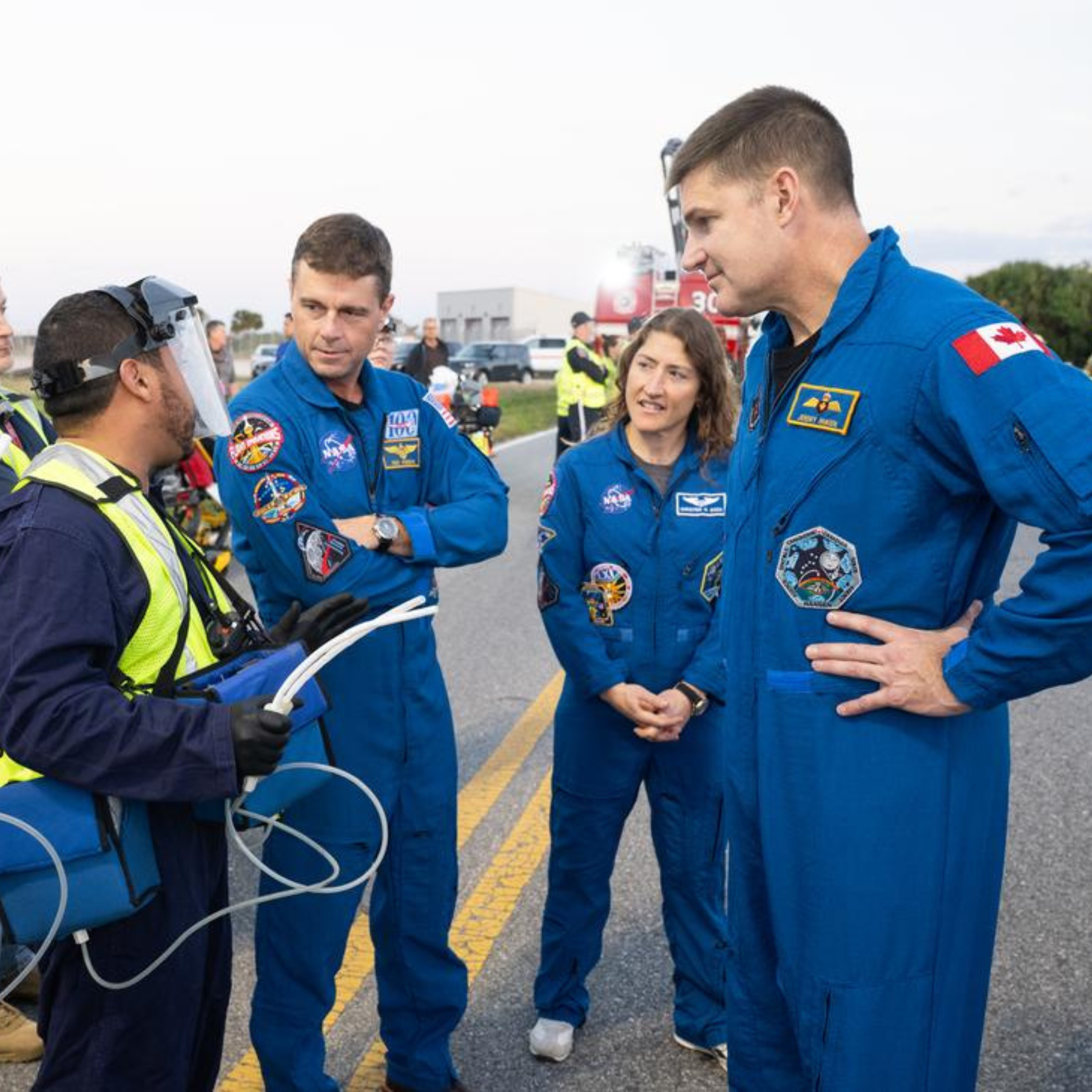 NASA’s current blue flight suit, worn by members of the Artemis II crew during training in 2025 Credit: NASA/Joel Kowsky