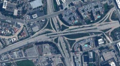 Photo taken from space showing an empty freeway.