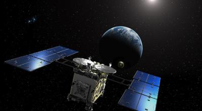 Artist’s impression of Hayabusa2 spacecraft re-entry capsule release.