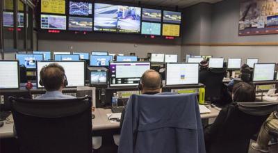 Mission Control centre tracking space objects.