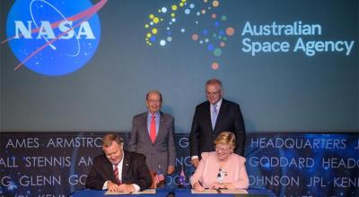 The signing of a letter of intent between NASA and the Australian Space Agency