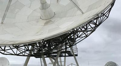 Close up of antenna at the Perth International Telecommunications Centre.