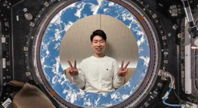 An image of Shingo Nishimoto inside the ISS.