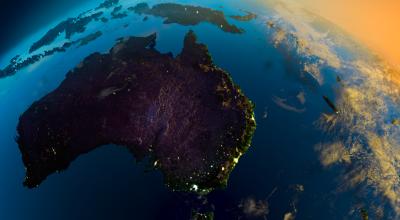 night view of Australia from Space