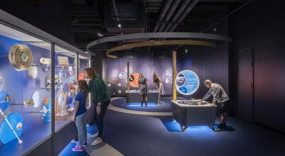 visitors seeing a space exhibition