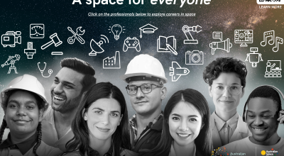 a poster of multiple space professionals