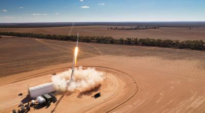Rocket being launched from a base