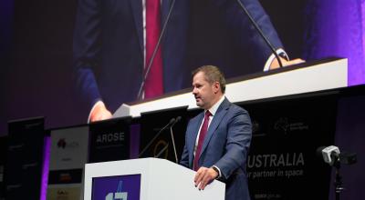 Person speaking at an event