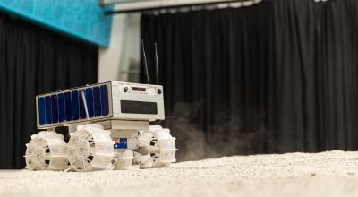 A lunar rover demonstrating its functions