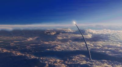 an illustration of a rocket launch