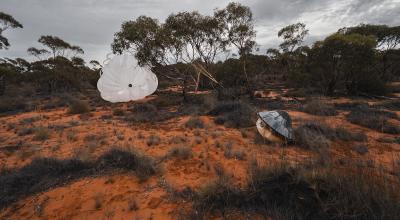 An image a capsule after landing on Earth from orbit