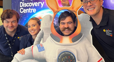 A group of people at the Australian Space Discovery Centre