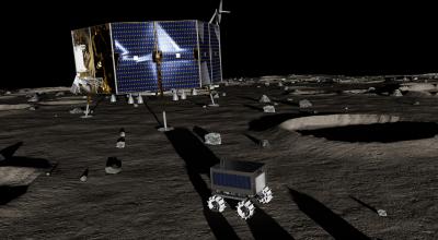 1 (MAIN) - A lunar rover and lunar lander in LunarSim (Element Robotics)