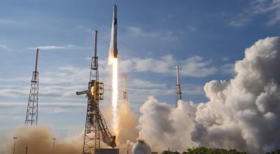 A SpaceX Falcon 9 rocket, with the company’s Dragon spacecraft atop, launched on Friday, May 15, 2026, from Space Launch Complex 40 at Cape Canaveral Space Force Station in Florida as part of the company’s 34th commercial resupply services mission to the International Space Station for NASA. 
