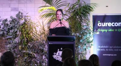 Australian astronaut Katherine Bennell-Pegg at an event in New Zealand.