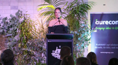 Australian astronaut Katherine Bennell-Pegg at an event in New Zealand.