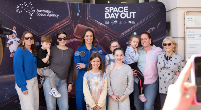 Australian astronaut Katherine Bennell-Pegg with space enthusiasts at Space Day Out 2026