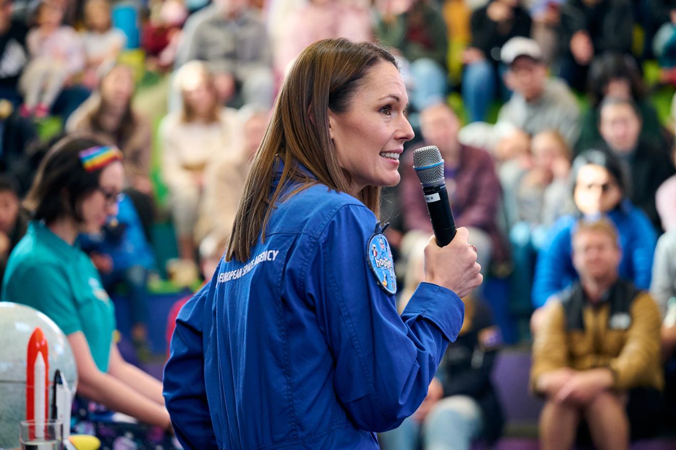 Person speaking at an event