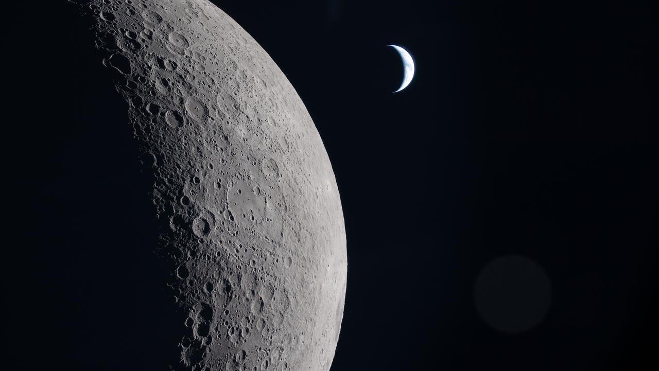 As the Artemis II crew came close to passing behind the Moon and experiencing a planned loss of signal, they captured this image of a crescent Earth. Seen from afar, it almost looks like a circular arc – except when backlit, as in other images captured by the Artemis II crew. Earth is in a crescent phase, with sunlight coming from the right. The dark portion of Earth is experiencing nighttime. Credit: NASA