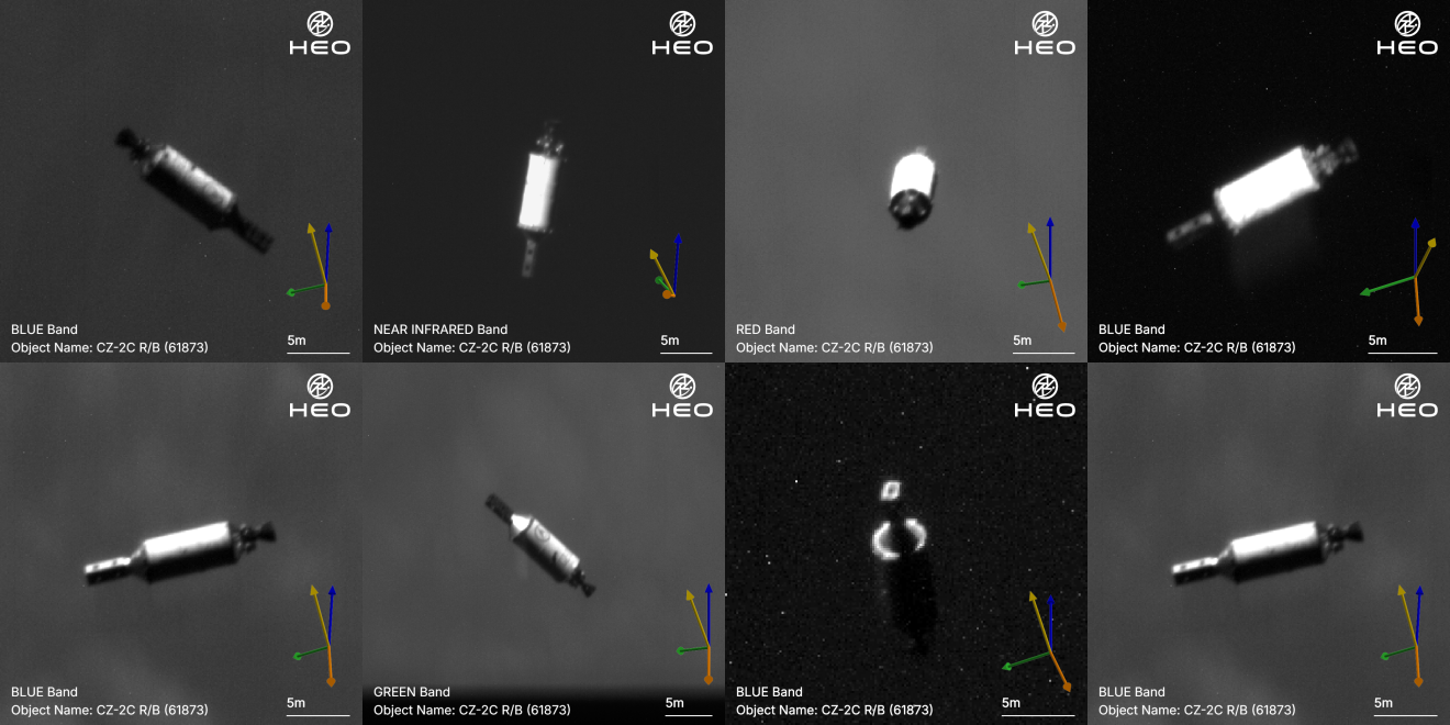 A collection of eight images from HEO's recent rendezvous & proximity operations mission using their Continuum-1 satellite.