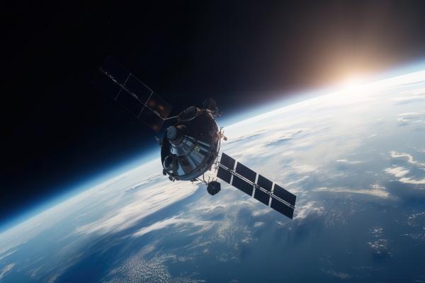 An illustration of a space object in orbit