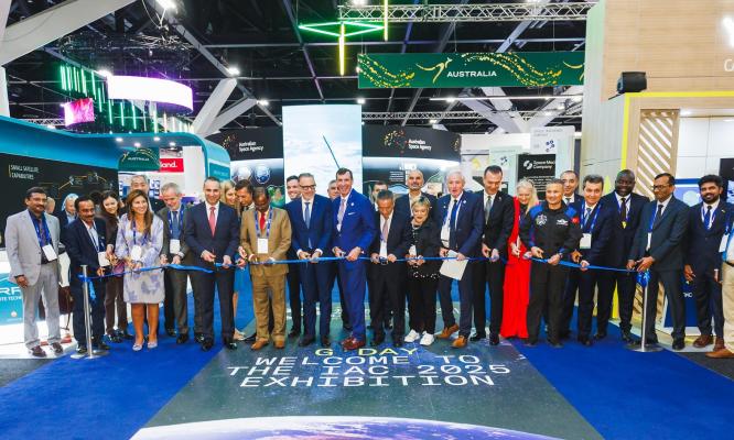 Space leaders at the ribbon cutting ceremony of IAC 2025