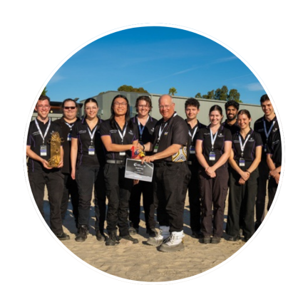 A group photo of UQ of Space, the winners of the 2026 Australian Rover Challenge.